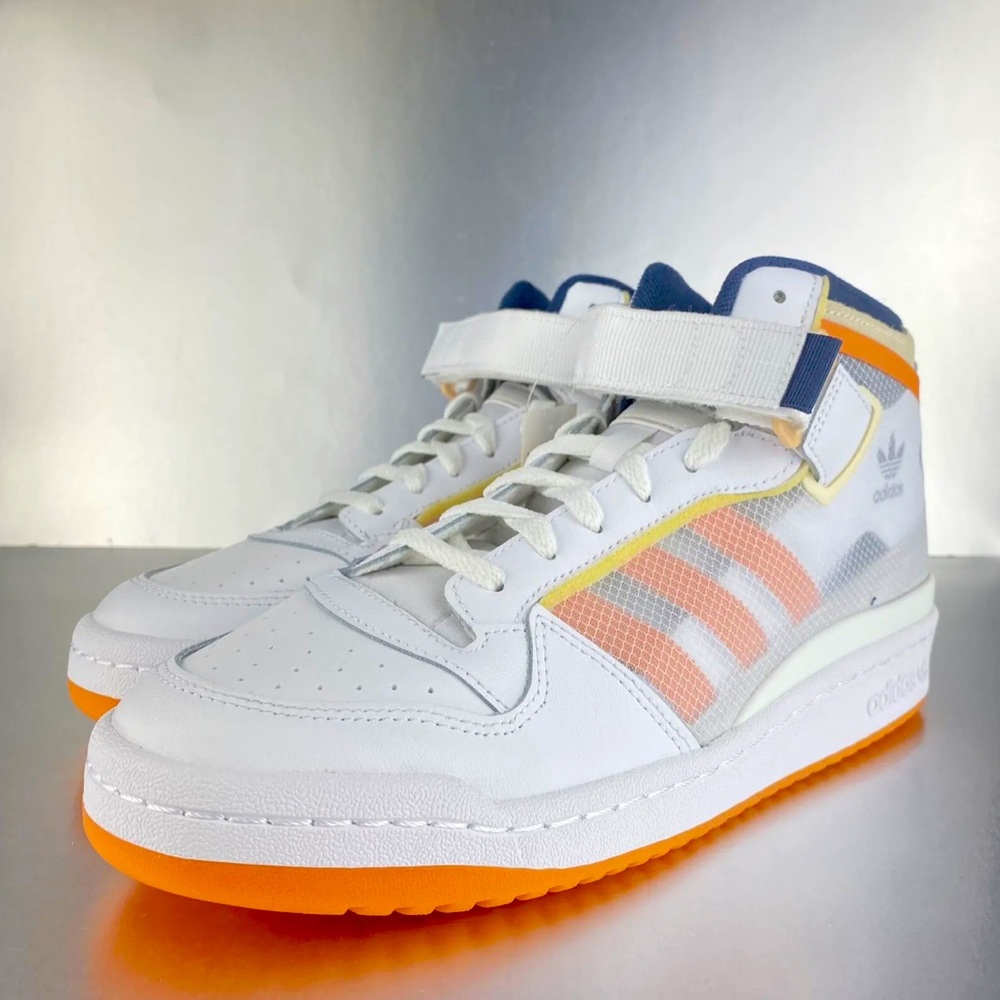 Adidas Forum Mid TT FY4707 Men’s Size 8.5 White, Orange, Blue